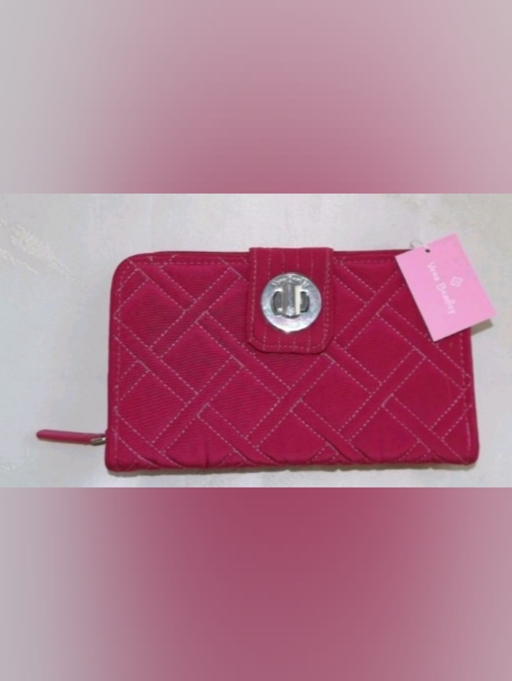 💖Vera Bradley Raspberry Quilted Wallet & Floral Cosmetic Pouch